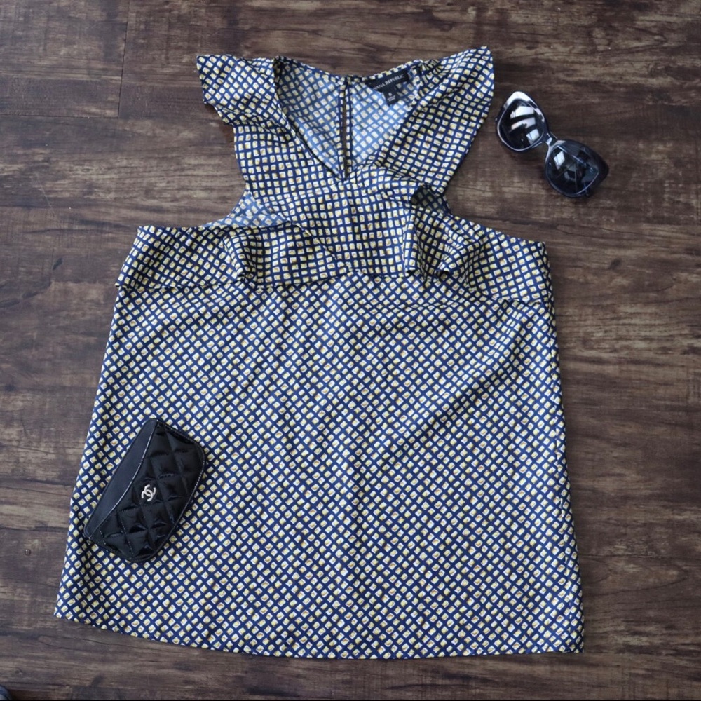 NWOT Banana Republic Navy/Yellow Blouse